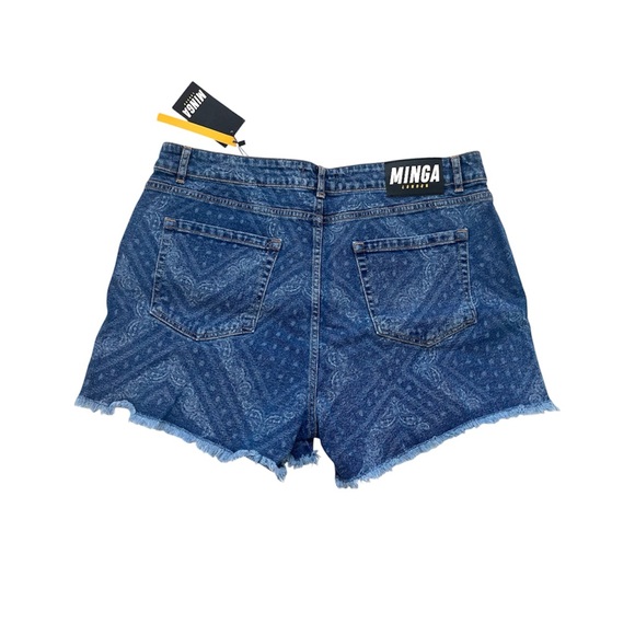 Blue Bandana Indigo Denim Shorts - Picture 2 of 10